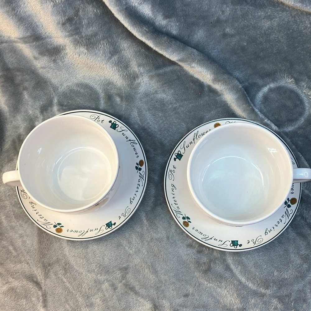 Riviera Van Beers by Signature Stoneware Sunflower Teacup & Saucer Set Set of 2 - Picture 5 of 13